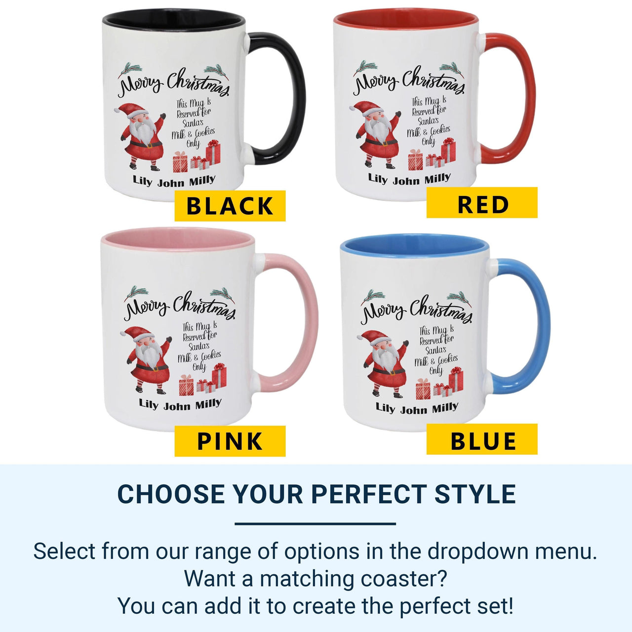 Santa’s Milk and Cookies Personalised Family Mug – Merry Christmas Reserved Cup for Christmas Eve Tradition and Morning Magic