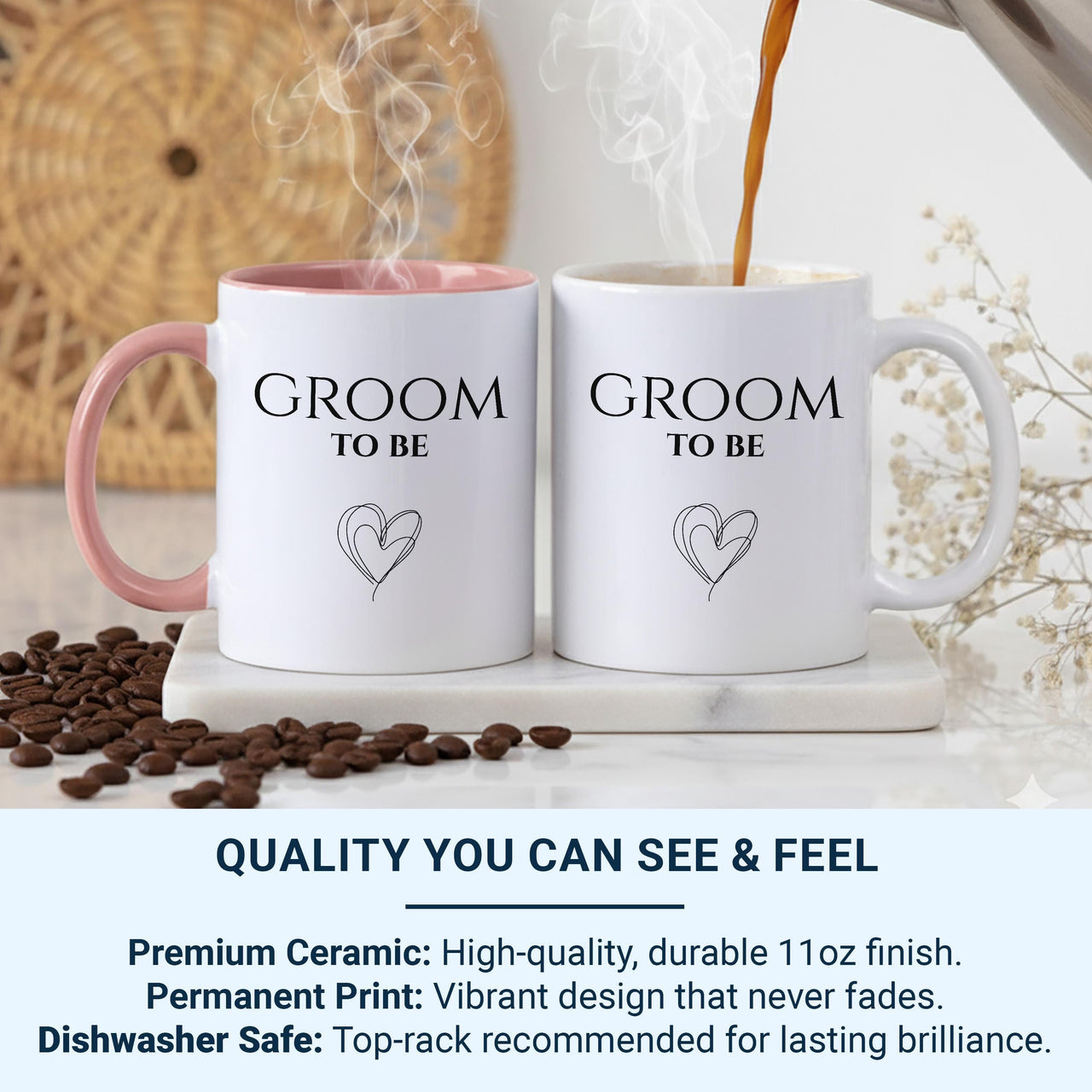 Bride_to_Be Mug – Minimal Heart Sketch Engagement Gift – Bridal Shower Tea Cup for Hen Weekend, Proposal and Wedding Prep