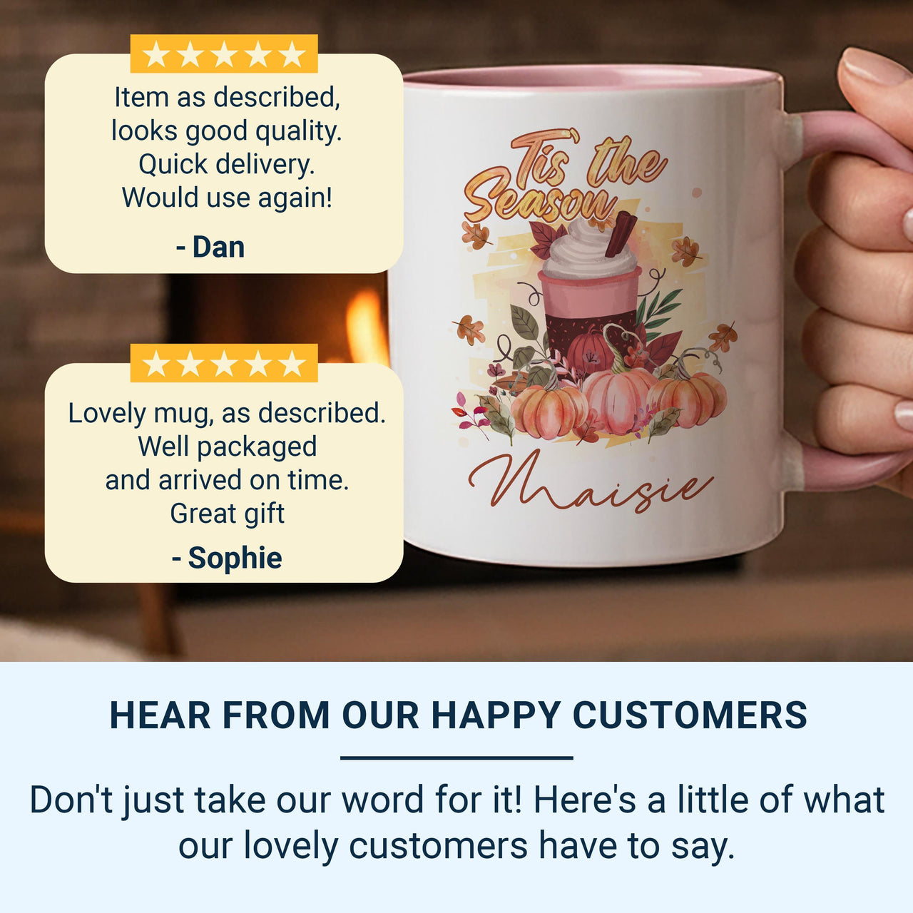 Tis the Season Personalised Pumpkin_Spice Mug – Name with Autumn Drink, Pumpkins & Leaves – Cosy Fall Gift