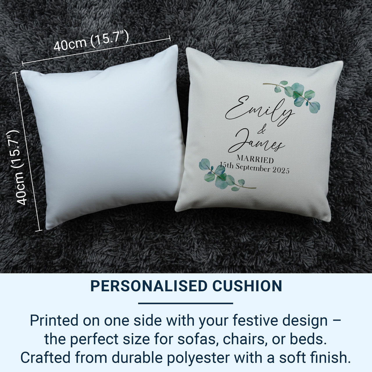 Personalised Just Married Wedding Cushion, Anniversary Gift for Couple, Newlywed Present from Family or Friend, Linen Pillow Case