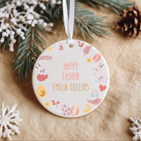 Easter Pastel Ornament - Family Keepsake with Name & Bunny Egg Motifs