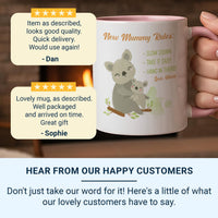 New Mummy Rules Personalised Mug – Koala Mum and Baby with Gentle Reminders – First Mother’s Day and Baby Shower Gift