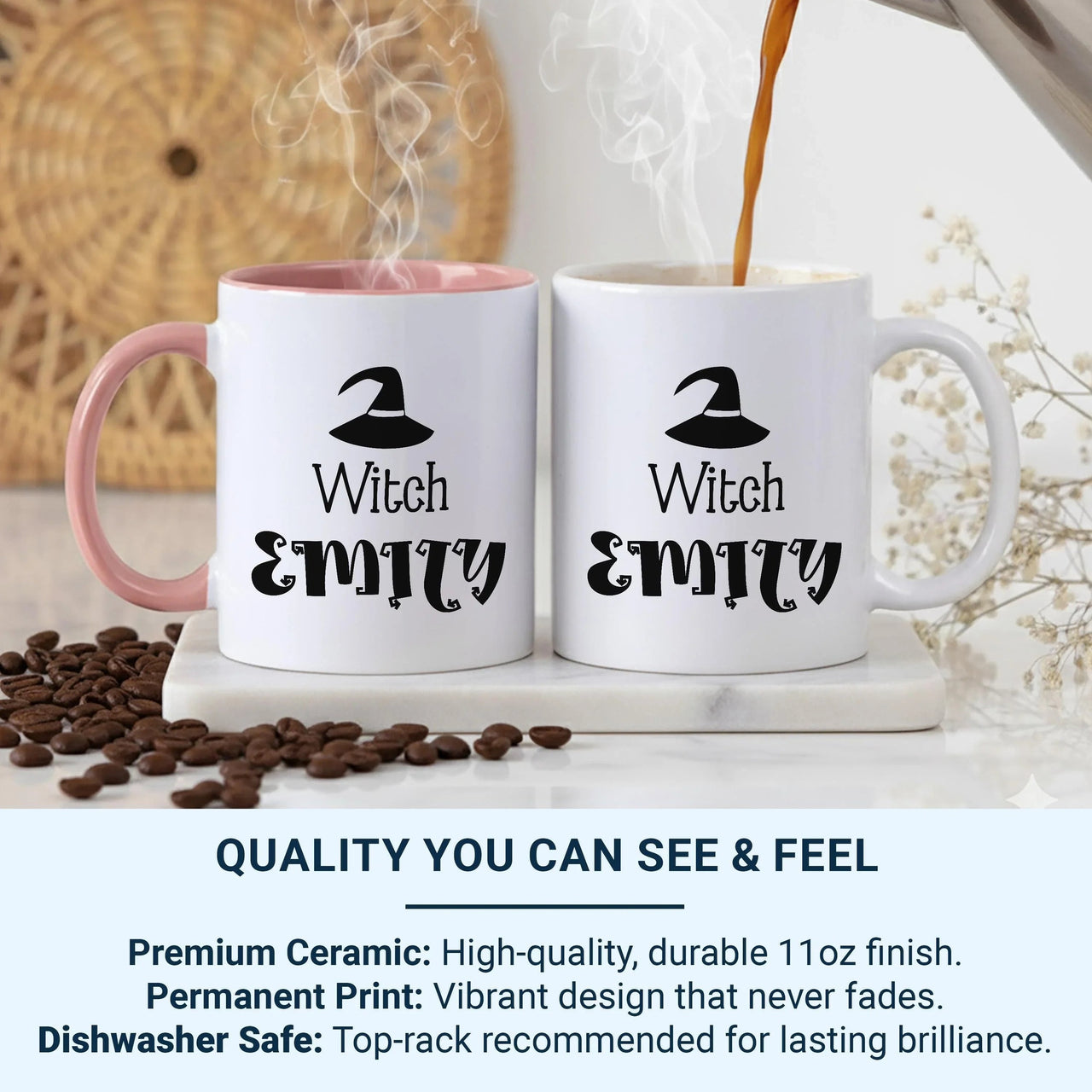 Personalised Witch Mug – Custom Name Ceramic Coffee Cup | Halloween Gift