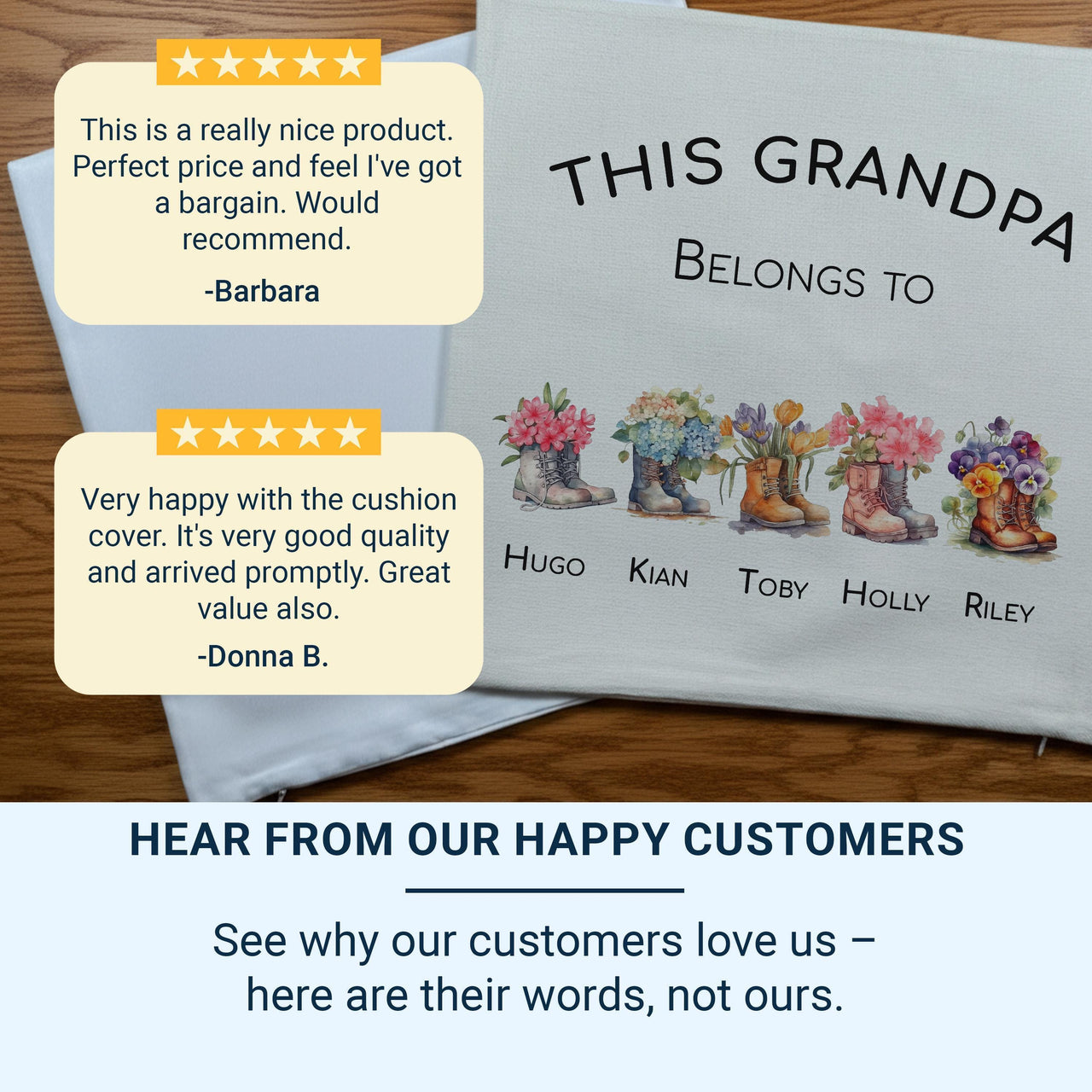 Personalised Grandpa Cushion - Fun Family Keepsake with Grandchildren's Names