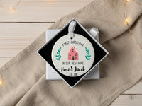 Personalised First Christmas In New Home Ceramic Bauble - Cute Pink House Design - Gift for Couple - Housewarming Gift - New House Ornament