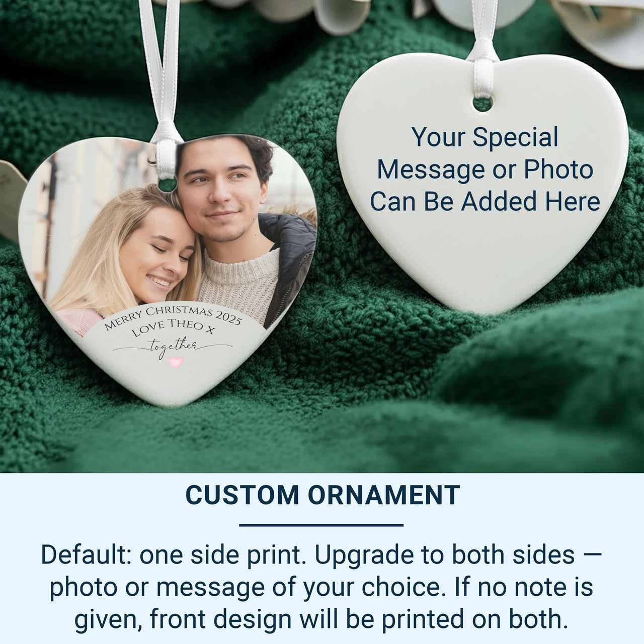 Customisable Love Heart Photo Ceramic Ornament - A Romantic Anniversary Gift for Couples