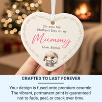 First Mother Day Ornament – Personalised Keepsake Ceramic Heart With Custom Name DENMARY