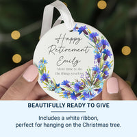Retirement Floral Ornament - Two-Sided Keepsake with Custom Back for Message