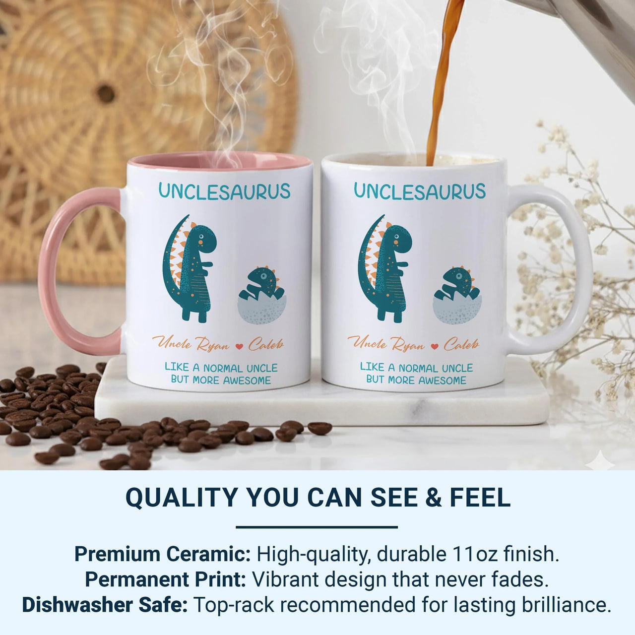 Personalised Uncle Mug – Funny Dinosaur Themed Ceramic Coffee Mug | Birthday Gift