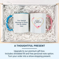 Personalised Name Heart Mug – Watercolour Hearts and Script Name – Romantic Gift for Her, Valentine’s and Birthdays