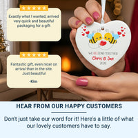 Bumble Bee Ceramic Heart Ornament - Personalised Couple Gift for Anniversary, Christmas or Romantic Present