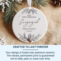 Our First Christmas Engaged Ornament, Engagement Christmas Bauble, Hanging Ceramic Keepsake, 1st Christmas Plaque, Future Mr and Mrs Gift