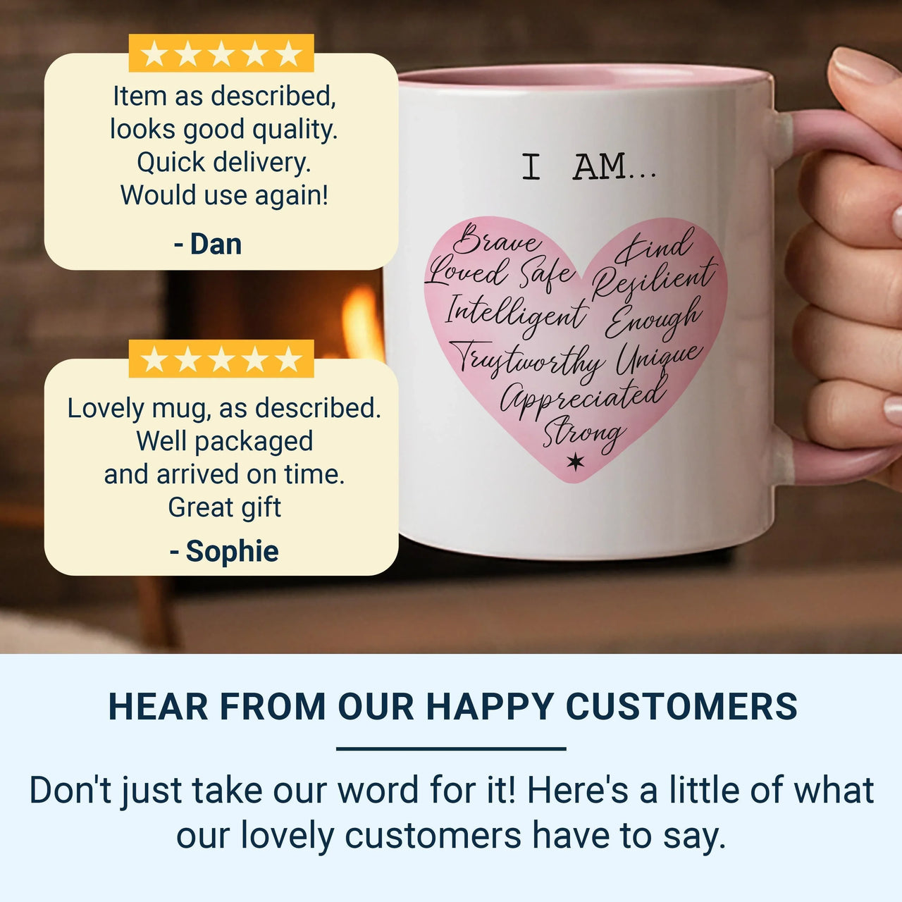 Positive Affirmations Mug – Motivational Ceramic Tea Cup | Self Care Gift