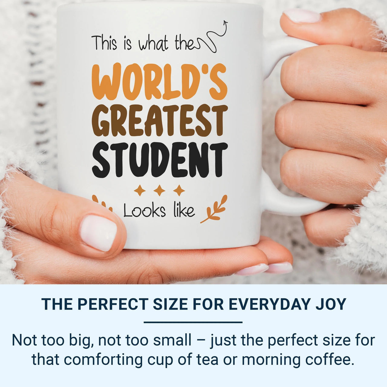 Greatest Student Mug – Funny Ceramic Coffee Cup With Playful Design & Stars
