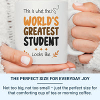 Greatest Student Mug – Funny Ceramic Coffee Cup With Playful Design & Stars