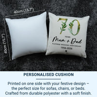 70th Anniversary Cushion - Personalised Sofa Cushion With Custom Names & Dates