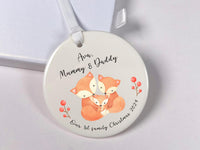 Personalised 1st Family Christmas Ornament - Adorable Trio Foxes Design - Xmas Keepsake - Christmas Eve Box Filler - Holiday Gift for Family