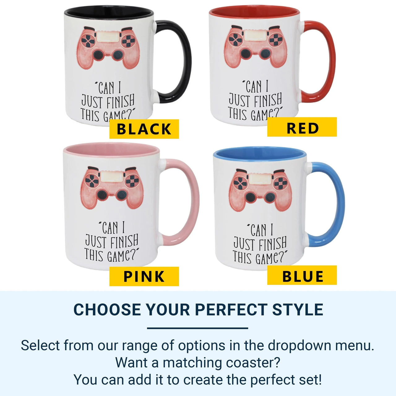 Funny Gamer Mug – Pink Controller Design | Microwave Safe Gaming Coffee Cup