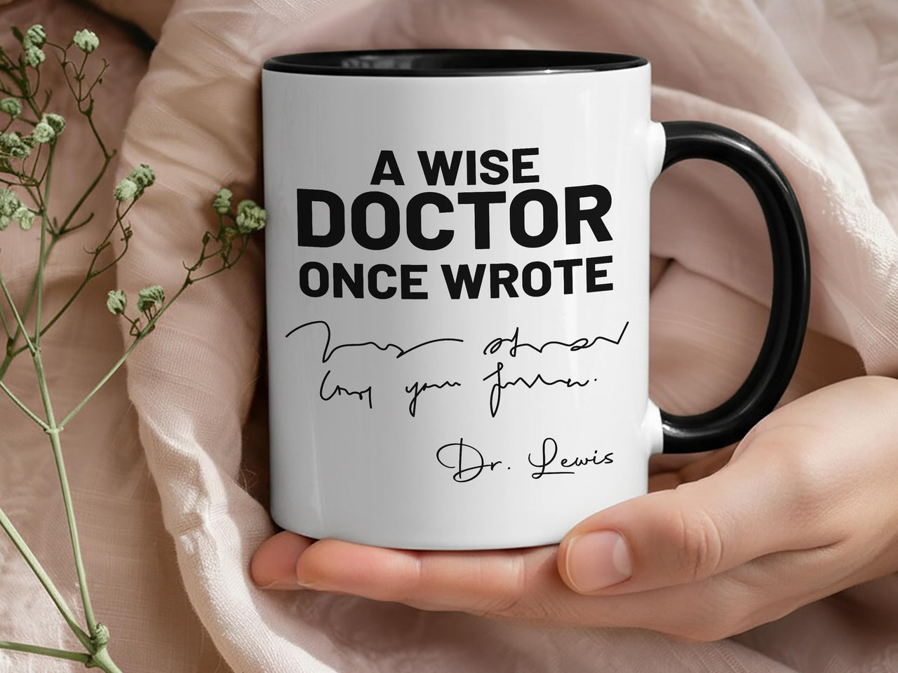 Wise Doctor Quote Mug - Personalised Surname Medical Gift - Inspirational Doctor Appreciation Keepsake