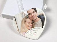 Customisable Love Heart Photo Ceramic Ornament - A Romantic Anniversary Gift for Couples