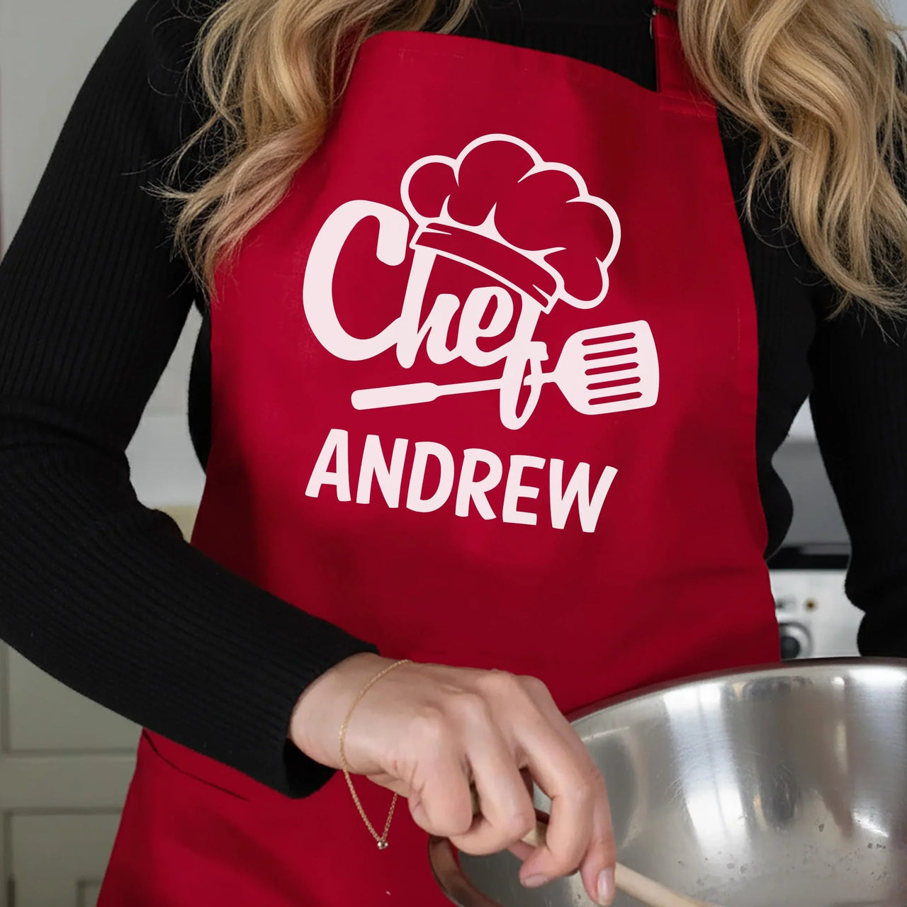 Personalized Kitchen Apron - Custom Chef Apron With Adjustable Neck Strap & Glitter Design