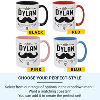 Best Dad Ever Mug Personalised with Crown and Moustache _ Fathers Day and Birthday Gift
