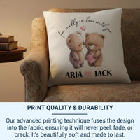 Personalised Teddy Bear Cushion – Romantic Keepsake With Plush Pillow Insert & Linen Cover