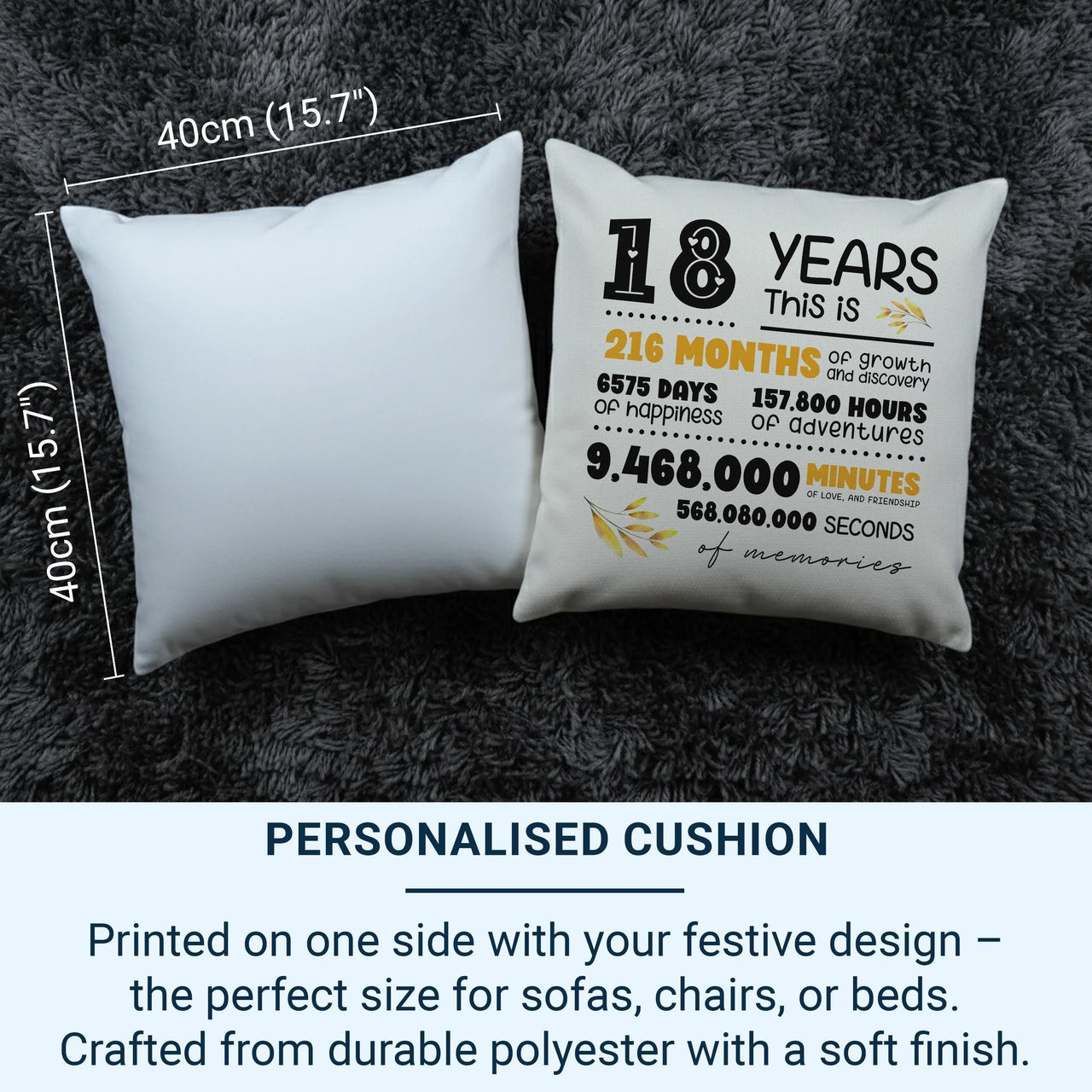 18th Anniversary Cushion - Personalised Anniversary Gift Ideas | Linen Style Pillow Cover