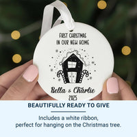 New Home Christmas Ornament 2023 - Gingerbread House with Candy Canes & Names