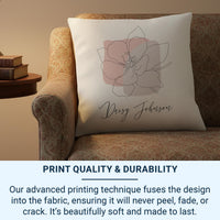 Personalised Line Art Flower Cushion - Minimalist Elegant Keepsake for Home & Family