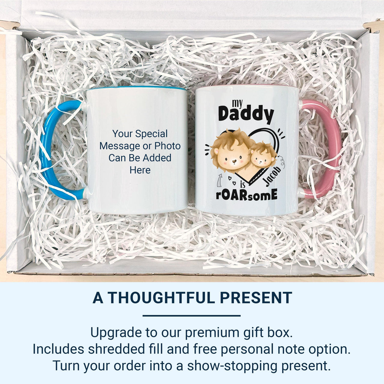 My Daddy Is rOARsome Mug – Personalised Lion and Cub Design with Child’s Name – Father’s Day Gift from Kids