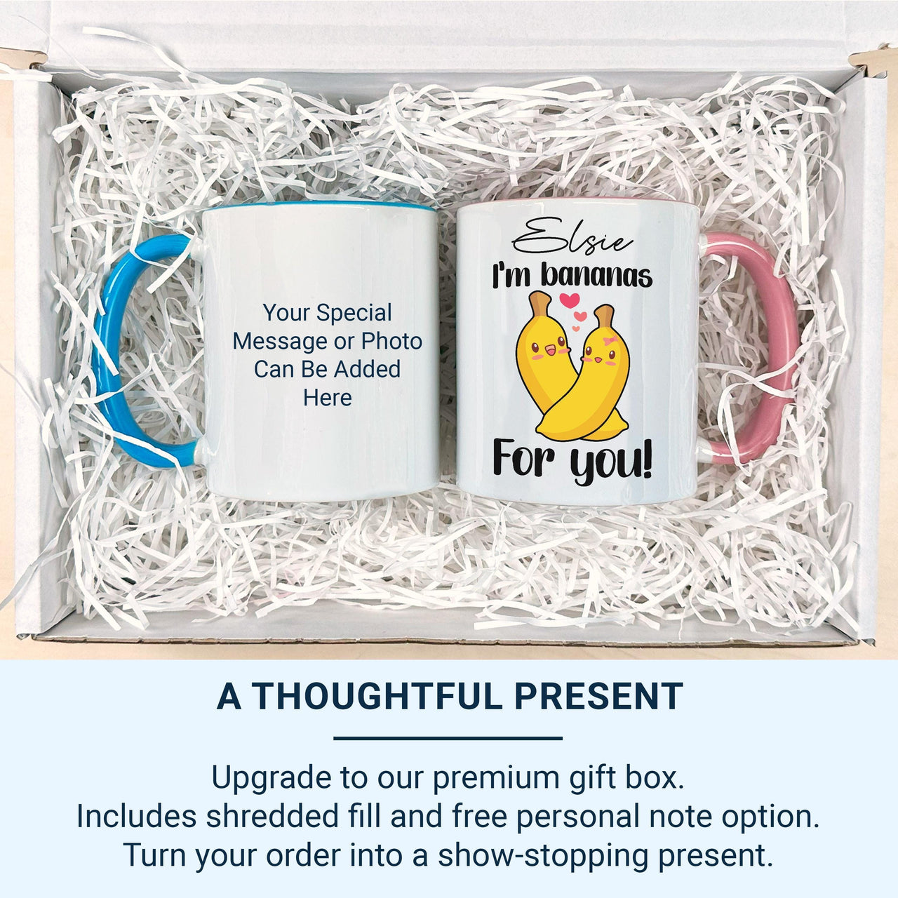 I’m Bananas for You Personalised Mug – Cute Hugging Bananas with Name – Funny Romantic Anniversary and Valentine Gift