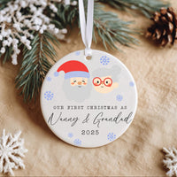 Nanny & Grandad Ornament - First Christmas Keepsake with Santa Faces for Grandparents