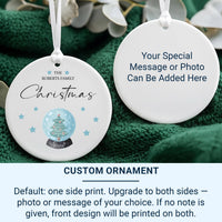 Family Tree Ornament - Blue Watercolour Keepsake with Surname & Year for Christmas