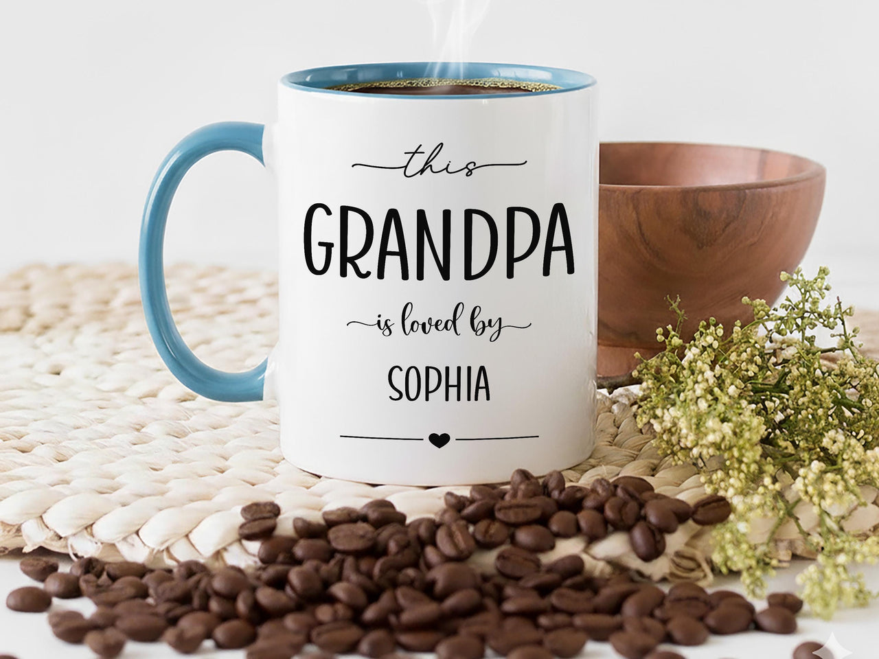 This Grandpa Is Loved By… Mug - Personalised Grandchild Name and Heart Icon - Grandad Birthday, Father’s Day and Christmas Keepsake