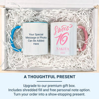 Sweet 16 Personalised Mug – Name and Year in Elegant Script – Sixteenth Birthday Morning Surprise and Milestone Keepsake