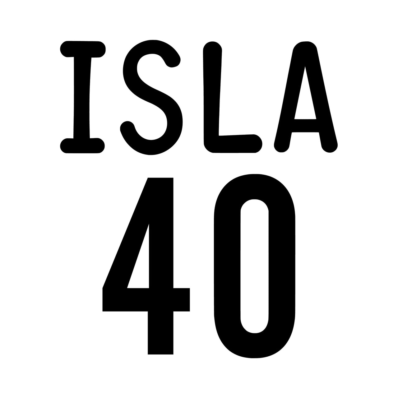 Flat black artwork: name "ISLA" above a large "40" for a personalised birthday iron-on transfer