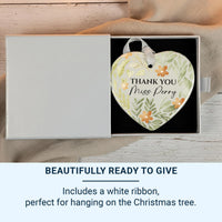 Teacher Heart Ornament - Green Floral Thank You Keepsake with Name DENMARY