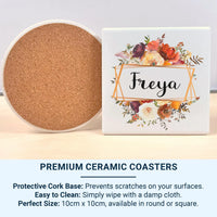 Personalised Floral Mug – Custom Name Keepsake Coffee Cup with Red Orange Flowers