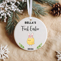 Baby First Easter Ornament 2026 - Chick with Bunny Ears Keepsake & Name