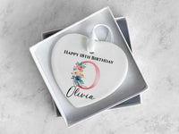 Thumbnail for 18th Birthday Heart Keepsake - Customisable - Daughter or Bestie - Floral Motif - DENMARY