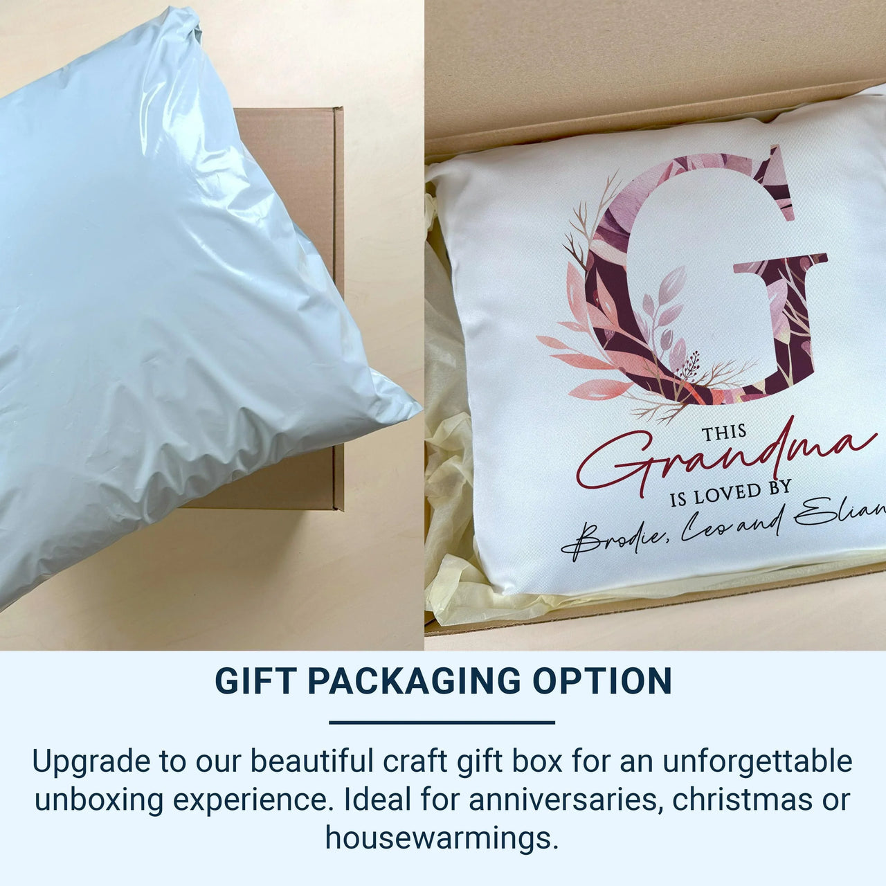 Personalised Grandma Cushion – Floral Letter Cushion With Custom Names | Soft Touch Cover DENMARY