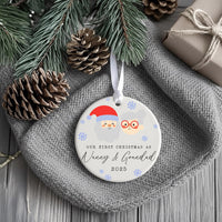 Nanny & Grandad Ornament - First Christmas Keepsake with Santa Faces for Grandparents