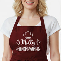 Personalised Couple Aprons - Head Chef & Dishwasher Funny Chef Apron Set