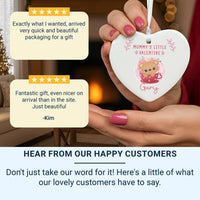 Mummy Little Valentine Ornament - Bear Heart Keepsake with Child Name