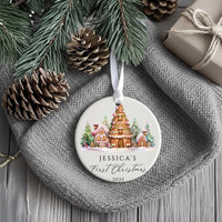 Baby First Christmas Ornament 2025 - Gingerbread House Keepsake with Name