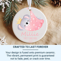Sleeping Koala Baby Ornament - First Christmas Keepsake with Crown for Newborn Boys & Girls