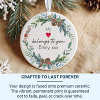 Floral Heart Ornament - Romantic Keepsake with Custom Love Message for Anniversaries & Valentine's