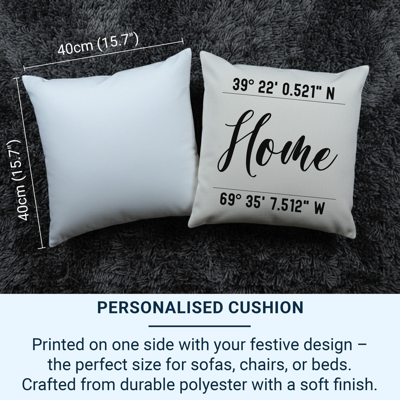 Personalised Coordinates Cushion - Custom Location Keepsake for Home, Family & Couples