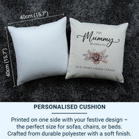 Personalised Mummy Cushion - Sentimental Family Keepsake with Floral Design & Children's Names
